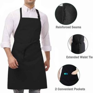 Heavy-Duty Waterproof Apron with 2 Pockets - Adjustable Chef Apron for Men & Women, Plastic Waiteru002FChef Apron with Spill &, Ideal, Restaurants, Catering Events (Black)