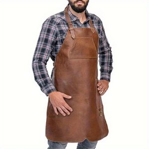 Fashionable British Style Faux Leather Craftsmen Apron for Electricians, Floralists, Gardeners, Kitchen Chefs, Painters, and Pottery Artists.