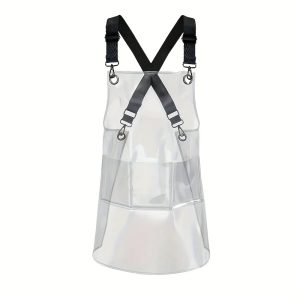 A Stylish And Durable Transparent Hairdresser Apron with Pockets, Perfect As a Gift for Hairstylists. This TPU Apron Is Suitable for Hairdressers, Homemakers, And Chefs, Providing Universal Fit And Ensuring The Wearer'S Clothes Stay Clean